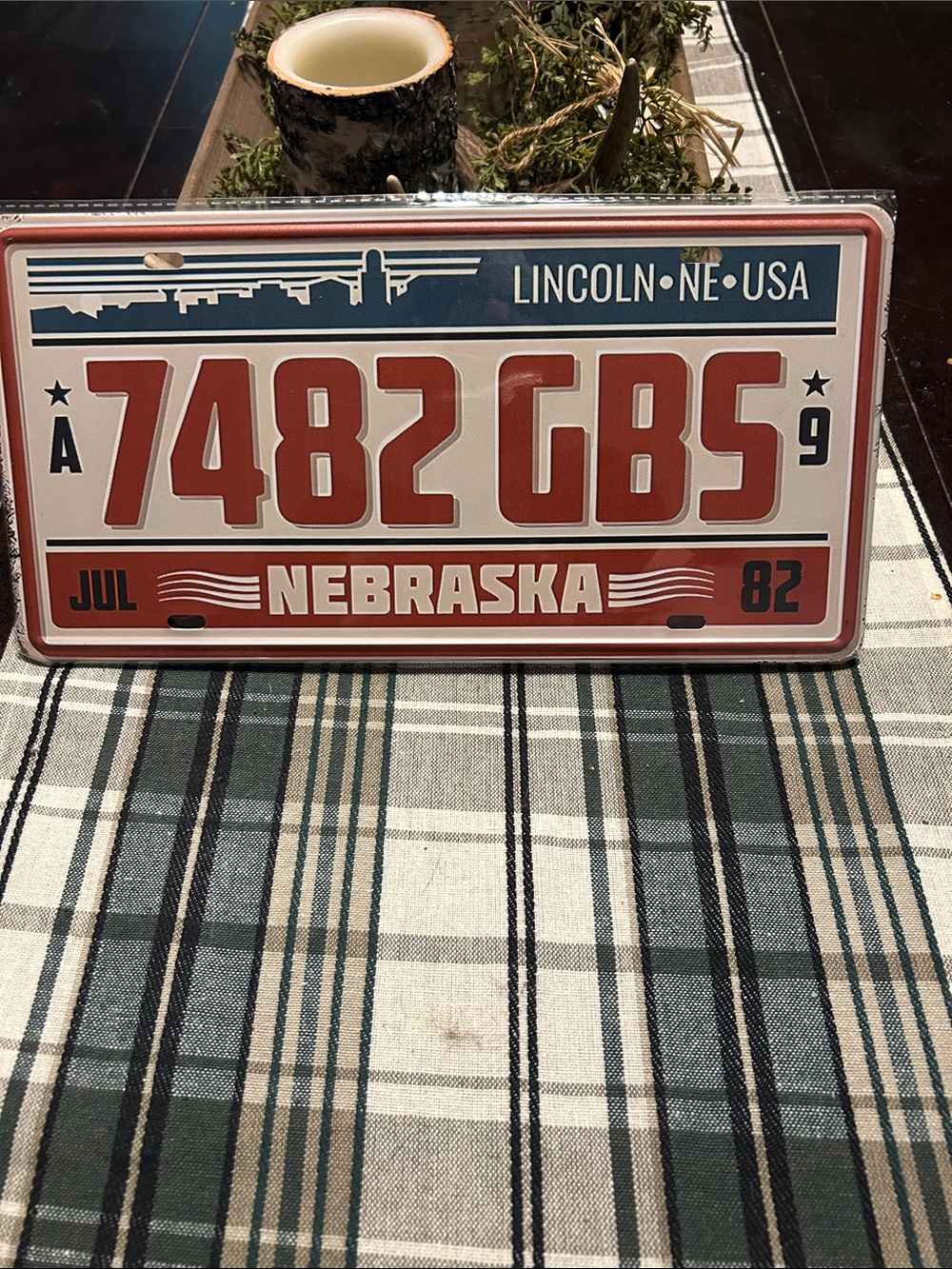 Nebraska License Plate Wall Decor - Red & Blue